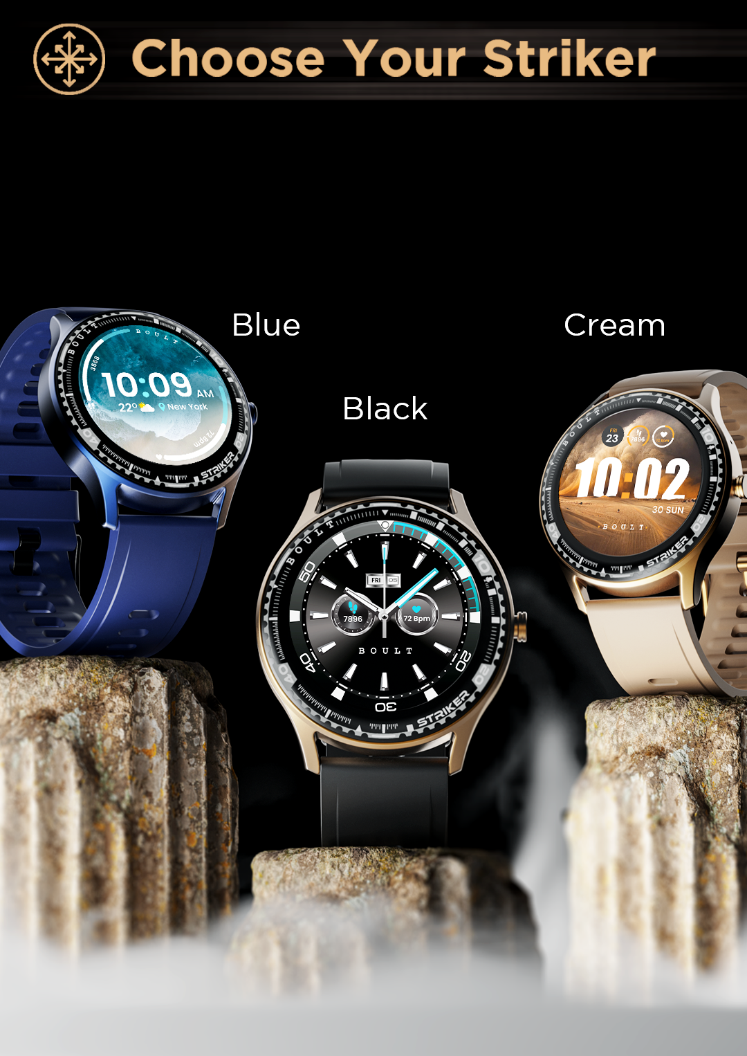Boult Striker | Smartwatch with Health Monitor & Round Display