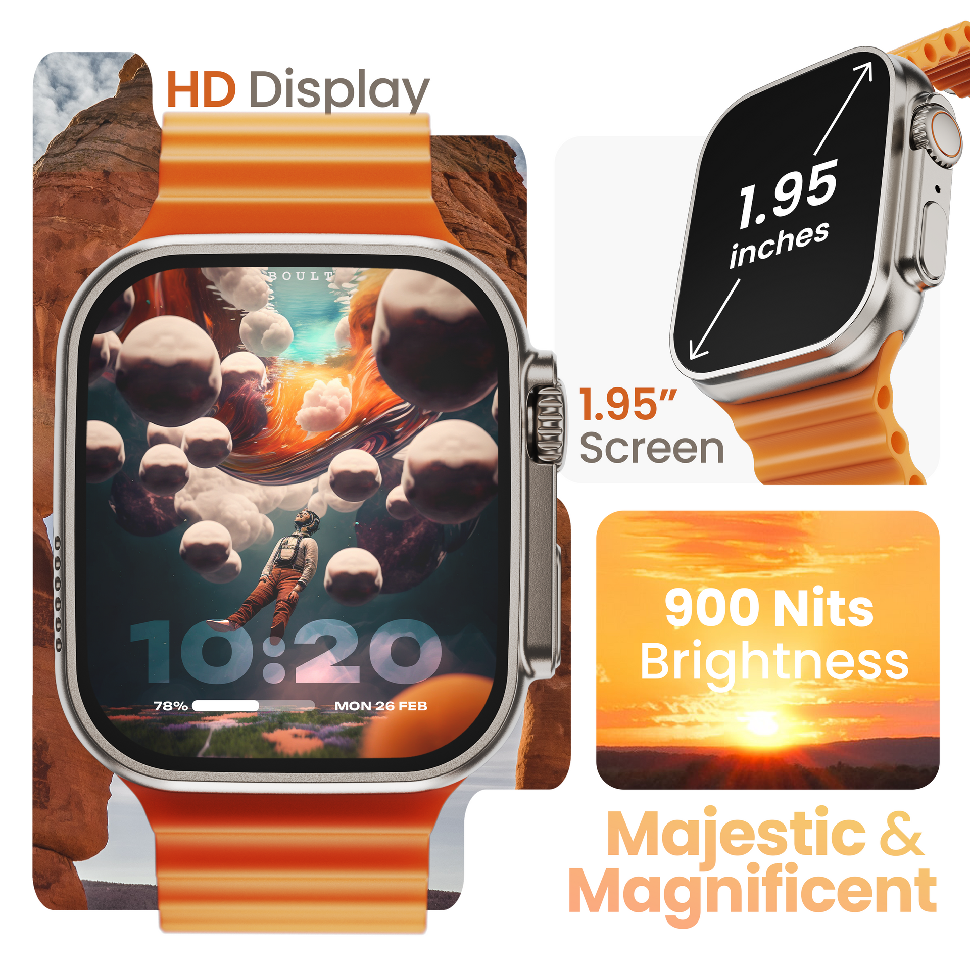 Boult Audio Dive Evo 1.95" HD Display Smartwatch