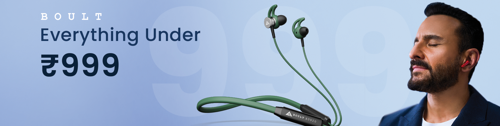 A banner with a blue color palette highlighting the 'earbuds under 1000' collection."