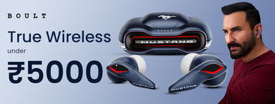 Banner showcasing a selection of true wireless earbuds available for under 5000